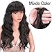 AISI HAIR Long Loose Wave Wig with Bangs for African American Women Synthetic Curly Weave Black Mixed Brown Wig Heat Resistant Fiber Hair (24 Inch Black Mixed Brown)