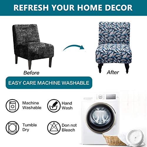 Krfoonn Armless Accent Chair Covers Stretch Armless Chair Slipcover Printed Removable Slipper Chair Covers Furniture Protector For Living Room Dining Room Hotel, 29 #TOP4