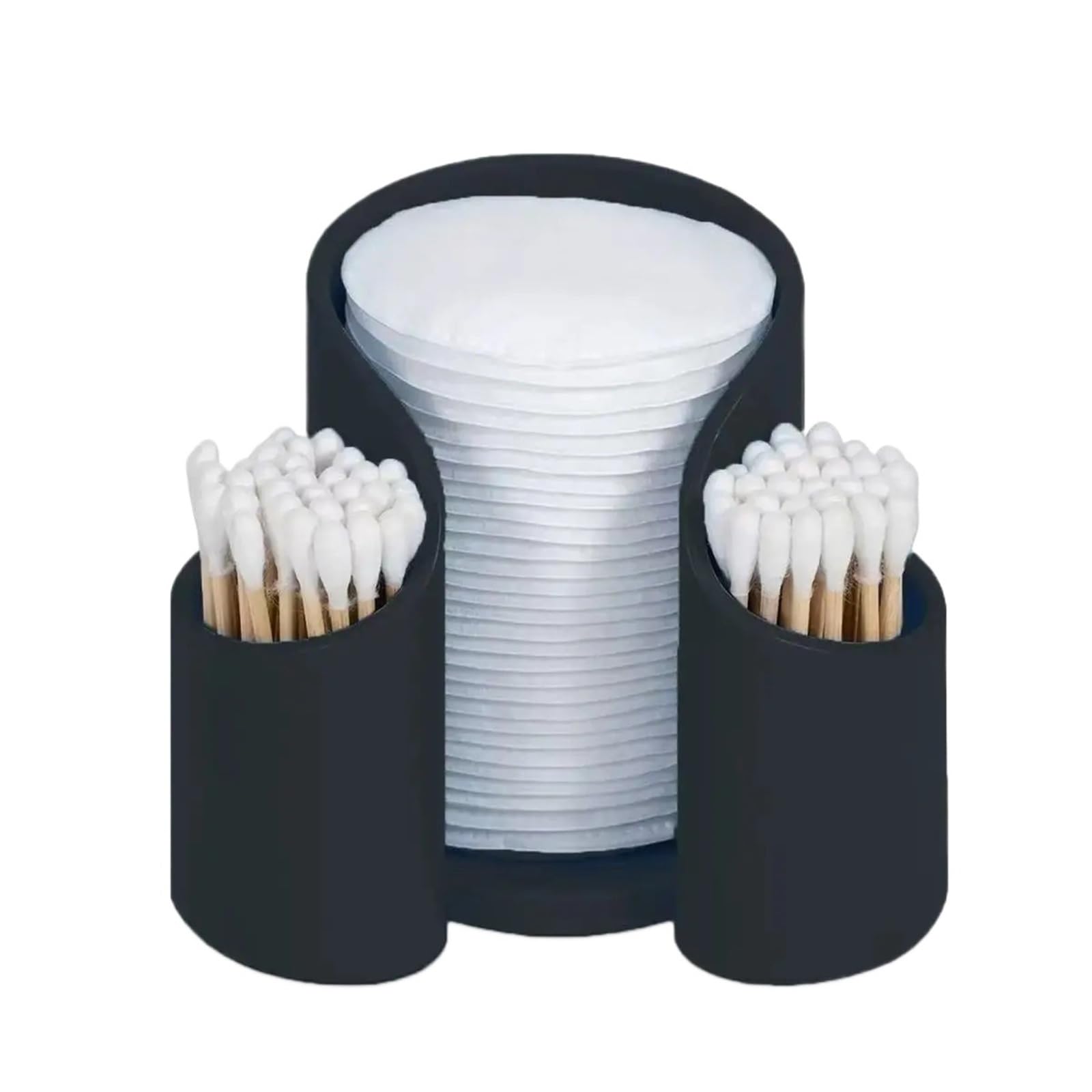 AHUFGN Cotton Pad Holder Cotton Pad QTips Holder, Bathroom Cups Dental Floss Dispenser, Storage Organizer For Paper Cup(Black)
