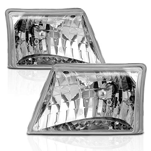 AmeriLite Crystal Replacment Headlights Pair For 1998 1999 2000 Ford Ranger Pickup - Passenger and Driver Side