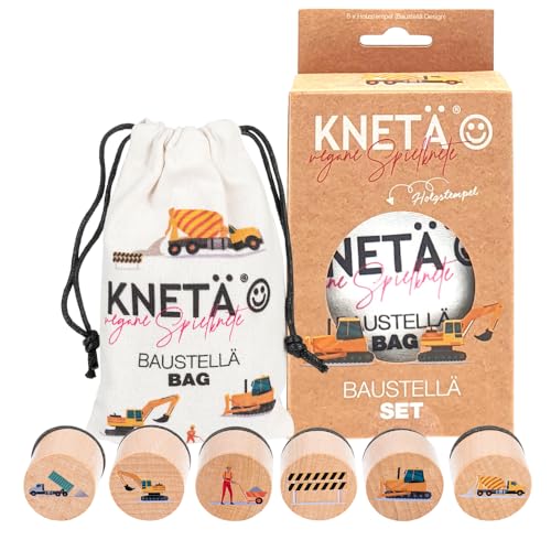 KNETÄ Kit de tampons en bois « Bricolage » - Idée cadeau pour enfants - Outil de pétrissage - Accessoires de pâte à modeler