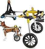 Anmas Power Fauteuil Roulant Chien, Réglable Chariot Chien handicapé (M, Jaune)