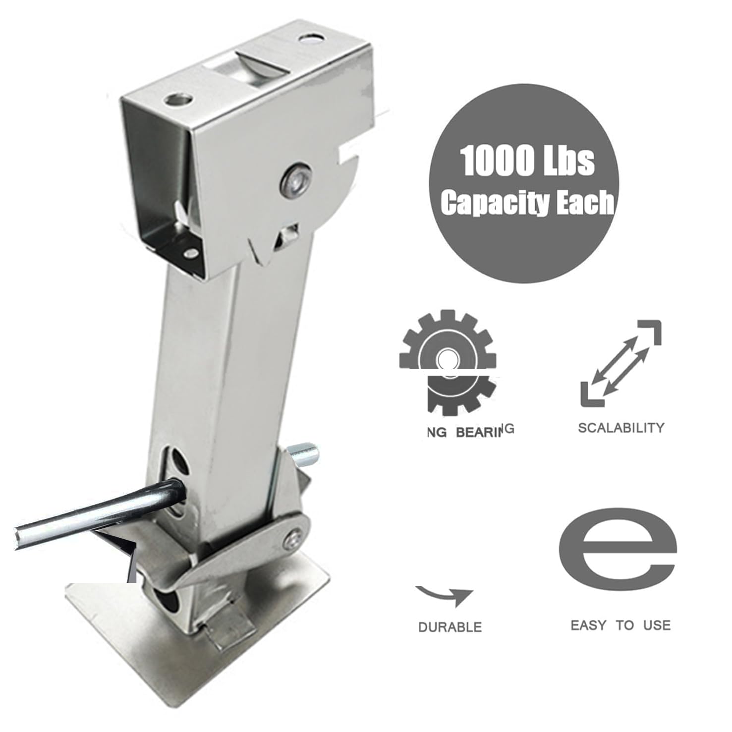 2 Telescopico Pieghevole Stabilizzatore Martinetti,Martinetti Stabilizzatori per Rimorchi Pieghevoli Oscillante Verso il Basso,Martinetto Stabilizzatore,Supporto 300KG,450KG Capacità di Sollevamento