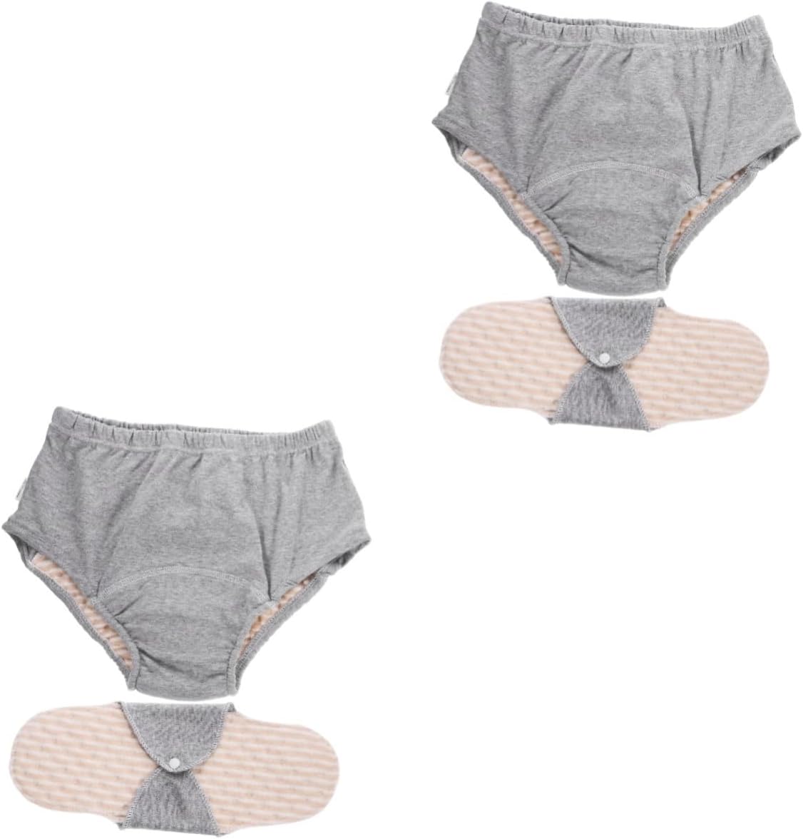 NOLITOY 2pcs Leakproof Underwear Washable Incontinence Panties for Elderly Cotton Material Reusable Diapers Leakproof Panties