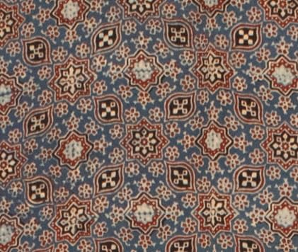Image of Ethnics of Kutch Womenss Ajrakh Modal Silk Natural Dye Hand Block Print Saree with Blouse Piece - 5.5 Mtr Length