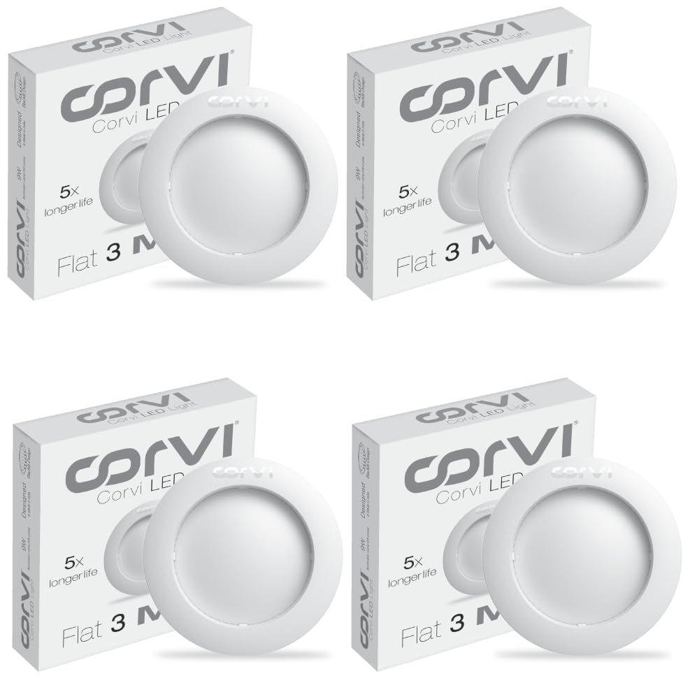 CORVI LED Flat 3 Round Ceiling Panel Light | 9 Watts illumination using 6 Watts power | Slim, Driverless & Dimmable| 4000K Easy White (Pack of 4)-image-31