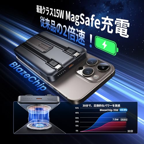BlazeChip Magsafe対応モバイルバッテリー 16800mAh K110 の商品画像 1