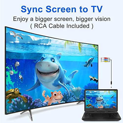 𝒀𝑶𝑶𝑯𝑶𝑶 16.9" Large Portable Dvd Player With 14.1" Swivel Hd Screen, Dvd Player Portable With Rechargeable Battery, Support Usb/Sd Card/Sync Tv, Region-Free, Support Multiple Discs, Black #TOP2