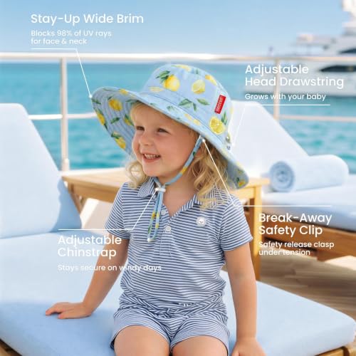 Image of HECCEI Toddler Baby Sun Hat, UPF 50+ Wide Brim Infant Bucket Hats for 0-6Y