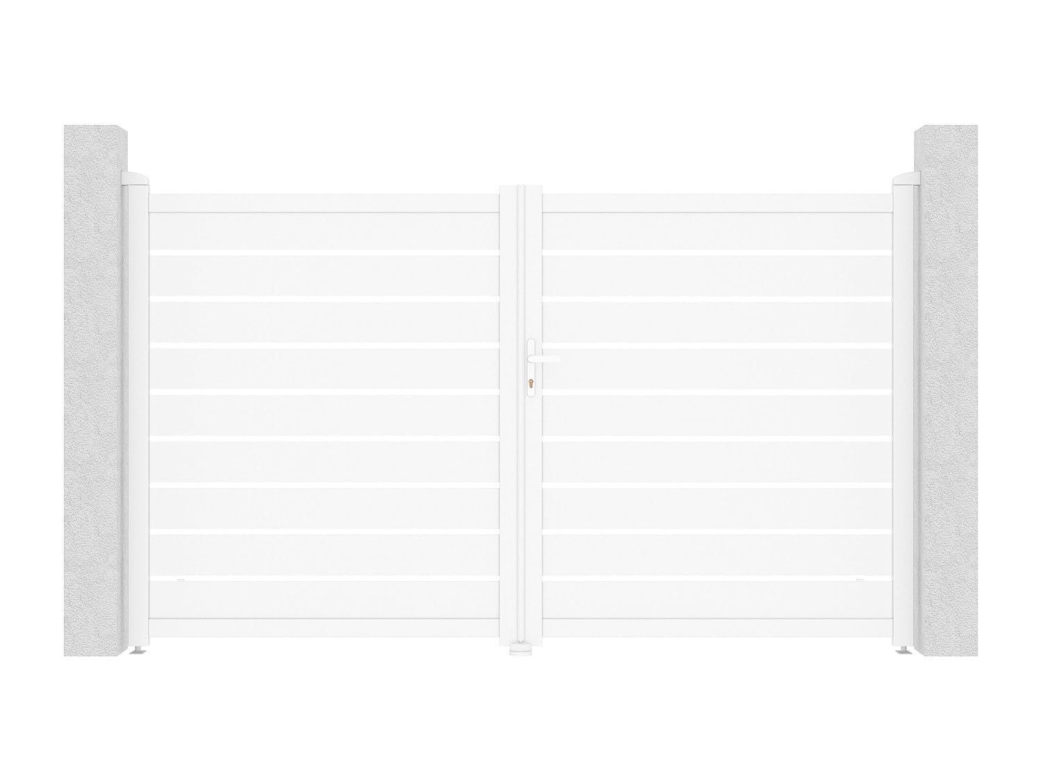 Vente-unique - Puerta batiente eléctrica Primo, aluminio, calada, 305 x 183 cm, color blanco