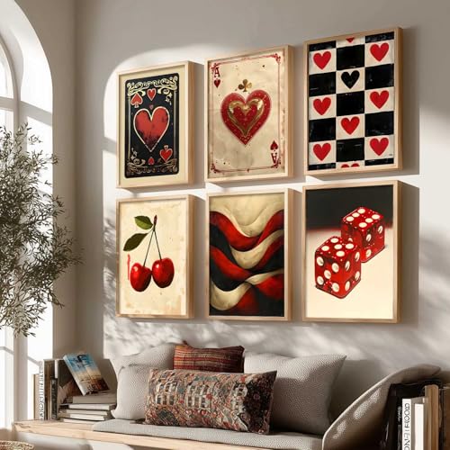 Image of kotart - Poker Theme Wall Paintings For Wall Hanging Home Decor Frame | Poster With Frames For living Room Bedroom Set of 6 (19X25 INCH, F)