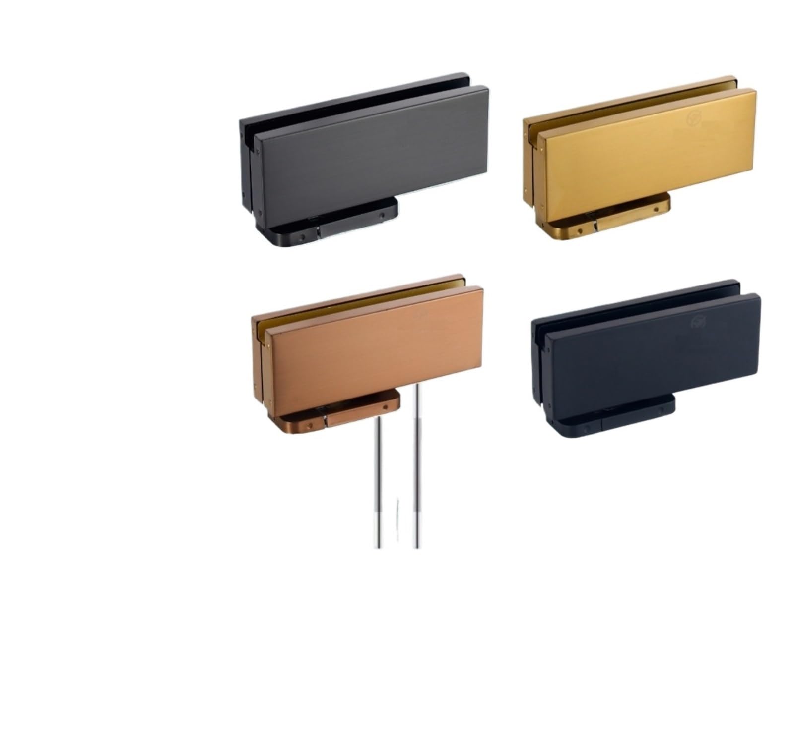 Kit de pivote resorte for piso sin excavación, puerta | Herraje de conexión superior for instalación de puertas de cristal con resortes en el suelo(Titanium Black-A)
