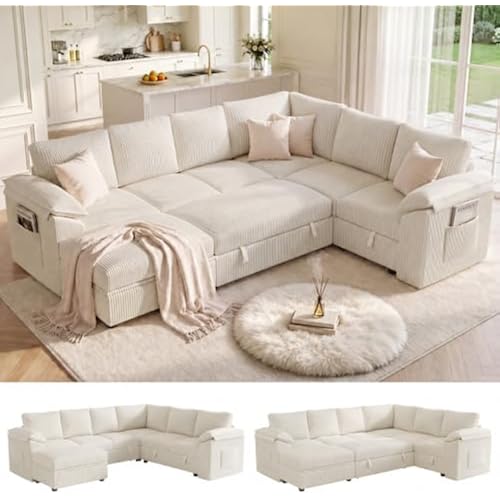 108 In L Shaped Modular Sectional Sofa Couch for Living Room, Beige