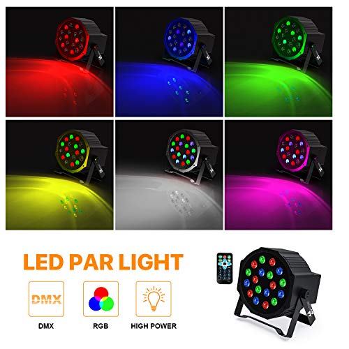 Missyee 18 Rgb Led Dj Stage Uplight -Dmx Control Sound Activated With Remote Control And 7 Modes Led For Wedding, Events, Christmas And Halloween Music Disco Party -R&D In Usa -4 Pack #TOP1