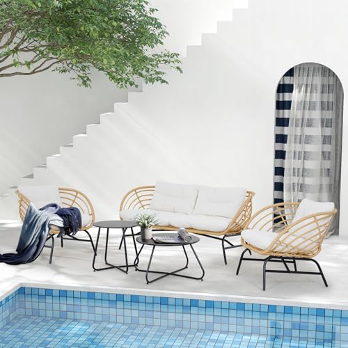 Grand patio 5-Piece Boho Outdoor Furniture Set, Wicker Sofa Set with...