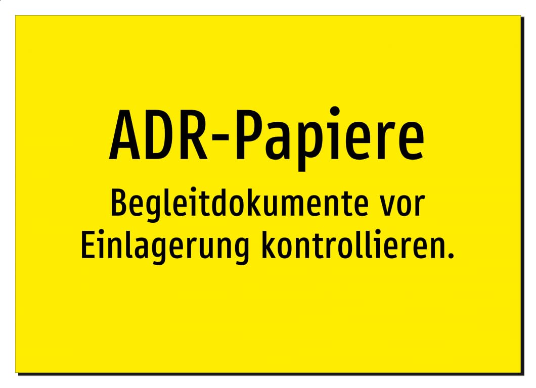 36379-DE-T-07 | ADR-Papiere - Begleitdokumente vor Einlagerung | Aluminiumschild A4, 297 x 210mm | nur Text, ohne Symbolgrafik