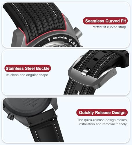 Image of Strap for Moonswatch Watch,Lengthening No Gap Silicone Establishment Pattern Strap for Omega X Swatch Speedmaster Moonswatch Watch,Quickly Release Curved Strap for Swatch Omega Men Women