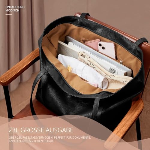 KALIDI Handtasche Damen Shopper Tasche Tote Bag PU Leder Große Schultertasche mit Reißverschluss für Arbeit,Einkauf,Schule