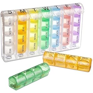 MyGadget medicijndoos [7 dagen] – weekdoos tabletten, pillendoos organizer doos met verschillende kleuren – dagelijkse…