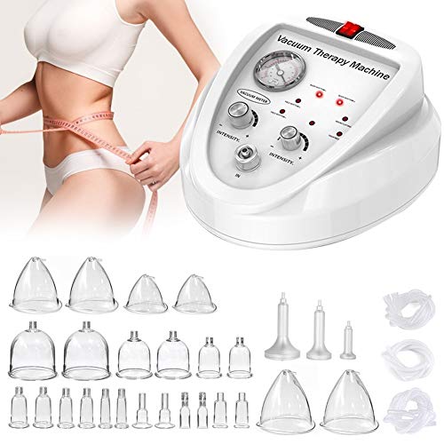 Vacuum Therapy Machine with 24 Buttock Cups, Electrical Vacuum Body Shaping Machine, Multifunctional Vacuum Cupping Scraping Therapy Massager Skin Lifting Care Beauty Device,110V US Pug
