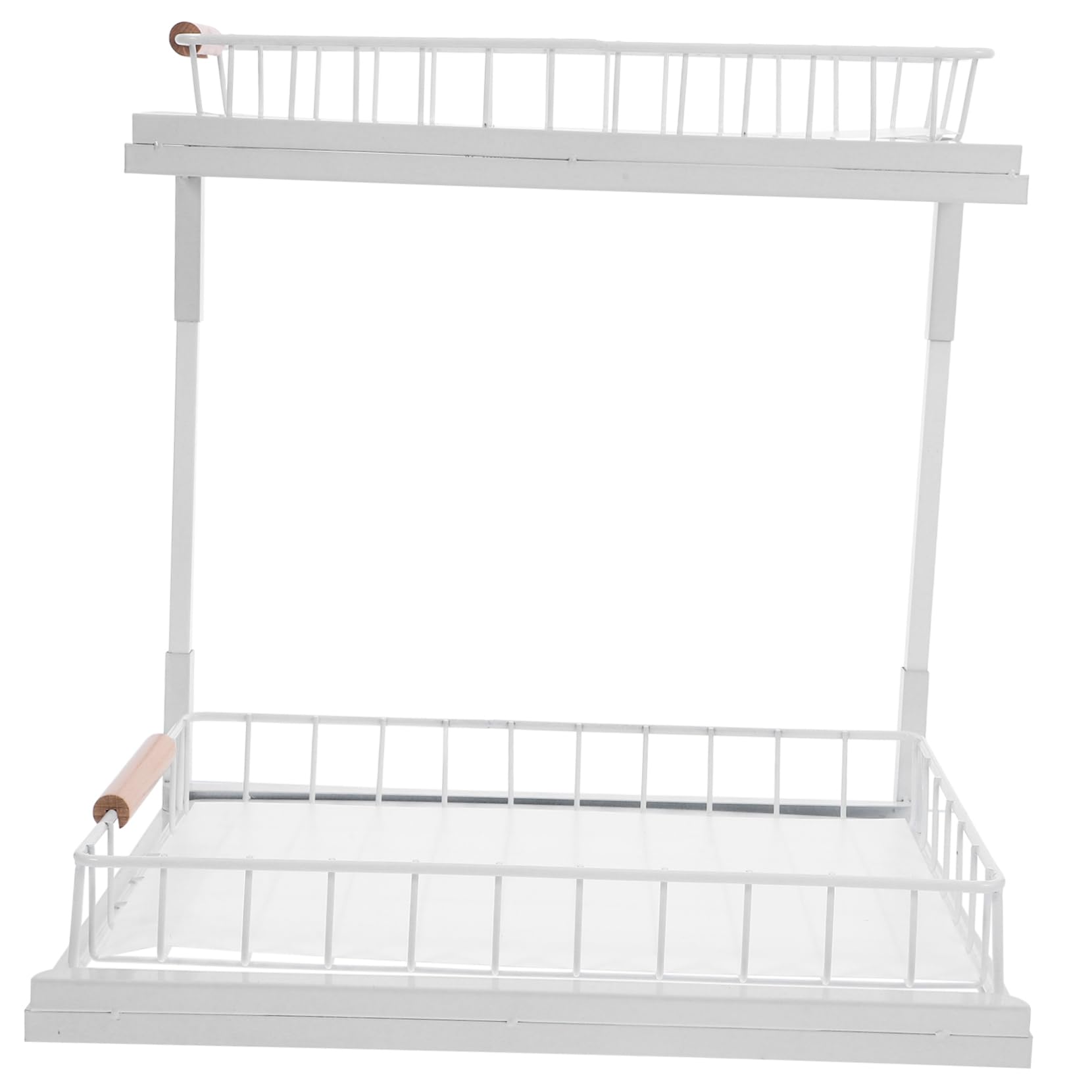 OUNONA Kitchen Storage Rack under Sink Organizer 2-layer Spice Rack Cabinet Holder Smooth Pull-out White