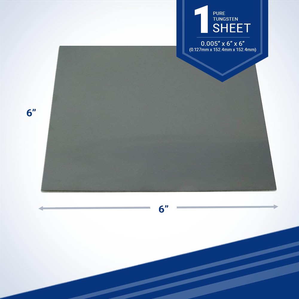 Pure Tungsten Sheet - 0.005" x 6" x 6" inches
