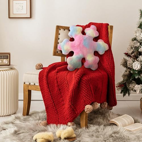 Kidmis Weihnachtskissen aus Plüsch, Niedlich Schneeflocken, Weihnachtsdekoration, in Form Einer Schneeflocke, für die Dekoration von Sofa, Bett 40CM – Bild 4