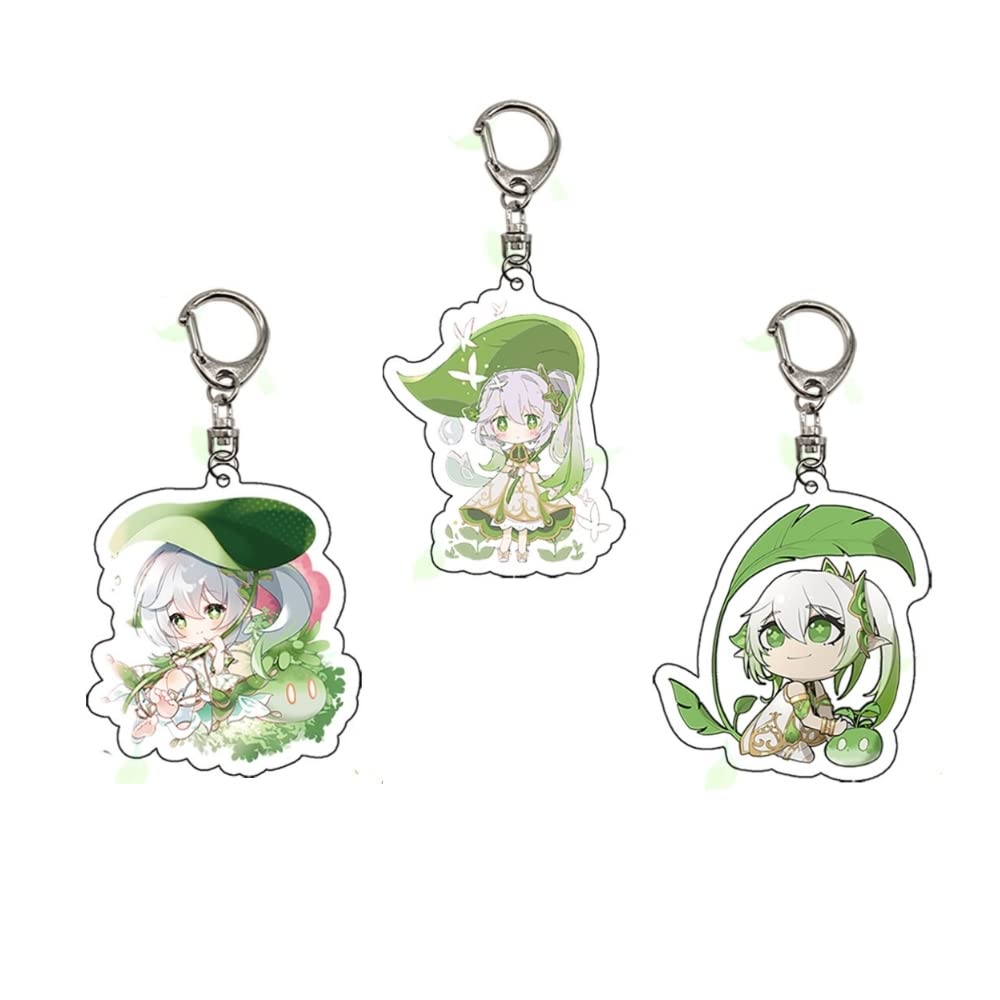 3PCS Genshin Impact Portachiavi Anime Portachiavi Carino Acrilico Gioco Personaggio Cosplay Portachiavi Accessori Ciondolo