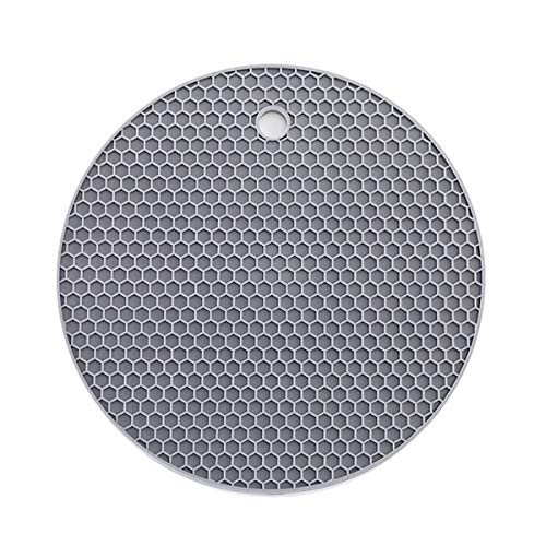 Josopa Set de table antidérapant en silicone avec motif nid d'abeille et dessous de verre flexible pour table / plat / bol avec trou de suspension, gris, 7.09" x 7.09" x 0.12" Cover