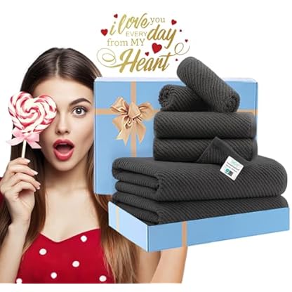 VOOVA & MOVAS Braune Handtücher Badezimmer-Set, 100 % Baumwolle, groß, weich, schnell trocknend, Handtuch-Set, 6 Stück, 2 große Badetücher 76,2 x 142,2 cm, 2 Handtücher 45,7 x 71,1 cm, 2 Waschlappen – Bild 7