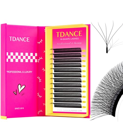 TDANCE YY Lash Extensions Premade Volume Eyelash Fans YY Lashes Matte Black W Lashes Extensions(W-5D-0.07-D,8-15 mm)