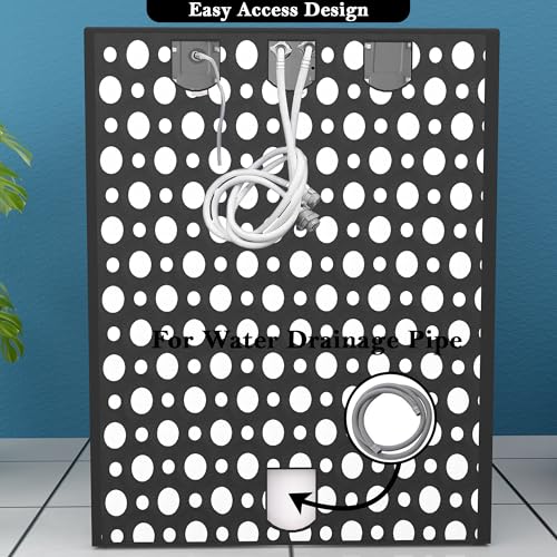 Image of Kuber Industries PVC Washing Machine Cover Front Load for IFB | Front Load Washing Machine Cover - Ideal for 6 kg, 6.5 kg, 7 kg | Dot Design - Grey