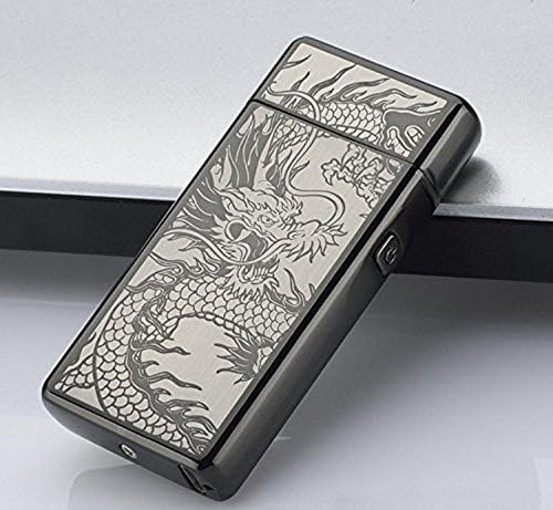 USA Tesla Coil Lighter USB Rechargeable (Black Skull) Lighters Electronic Windproof Dual Arc Rechargeable,with Charging Cable