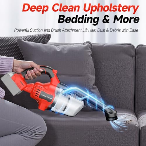 Image of Cordless Handheld Vacuum Cleaner Compatible with Milwaukee 18V Battery | (Tool Only, No Battery), 16000Pa Portable Vacuum with 2 HEPA Filters & 4 Attachments for Car, Home, Garage Cleaning