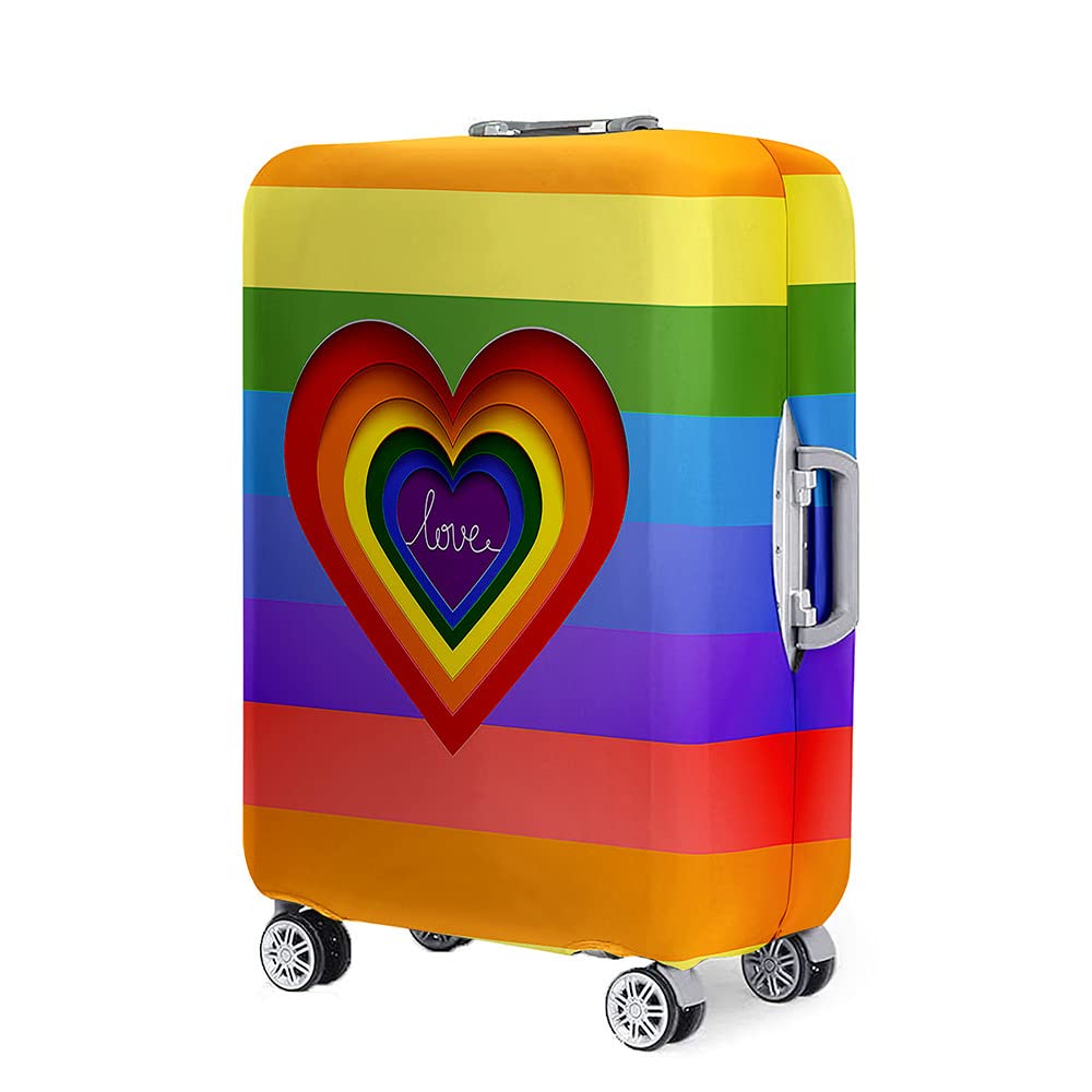 Suitcase Cover 18-32 Inch Luggage Covers Protectors - Rainbow Trolley Case Protective Cover Washable Anti-Scratch Elastic Travel Suitcase Protector (Love,S)