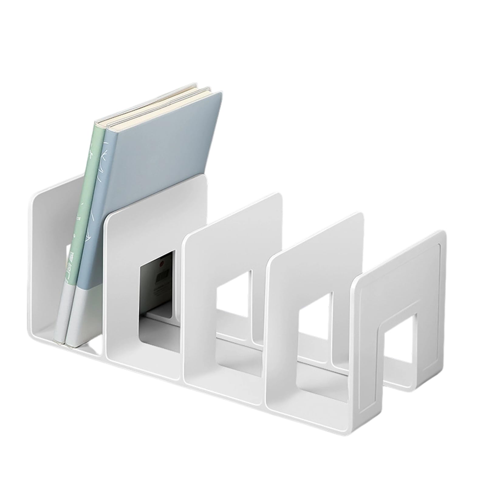 Bookend for Shelf 4 Section Book End Desktop Organiser Stoppers Magazine Stand 32x14.4x13cm Stackable Document Organiser for Desk