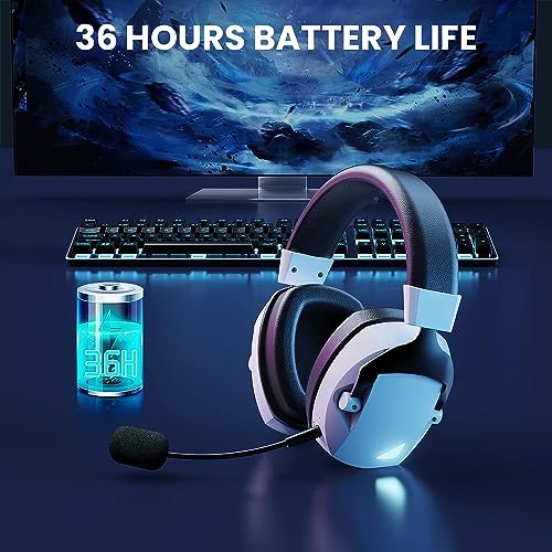 Acinaci BL300 Wireless Gaming Headset, Bluetooth 5.2 Wireless Gaming Headphones With Detachable & Flexible Noise Canceling Microphone, 2.4Ghz Gaming Headset With 3D Stereo Sound thumb #5