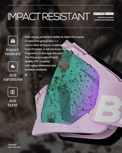 Image of BATFOX Motorcycle Glasses Goggles Dirt Bike Motocross Safety ATV Tactical Riding (HD Violet-Violet, Adult)