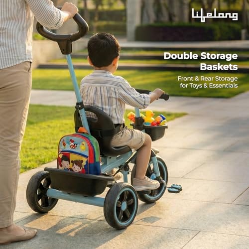 Image of Lifelong Trike Cycle for Kids 2-5 Years - Tricycles for Boy & Girl - Baby - Bicycle for Kids - 3 EVA Wheels, & Basket for Toys -Durable Tricycle 30 kg Capacity(Blue /Black)
