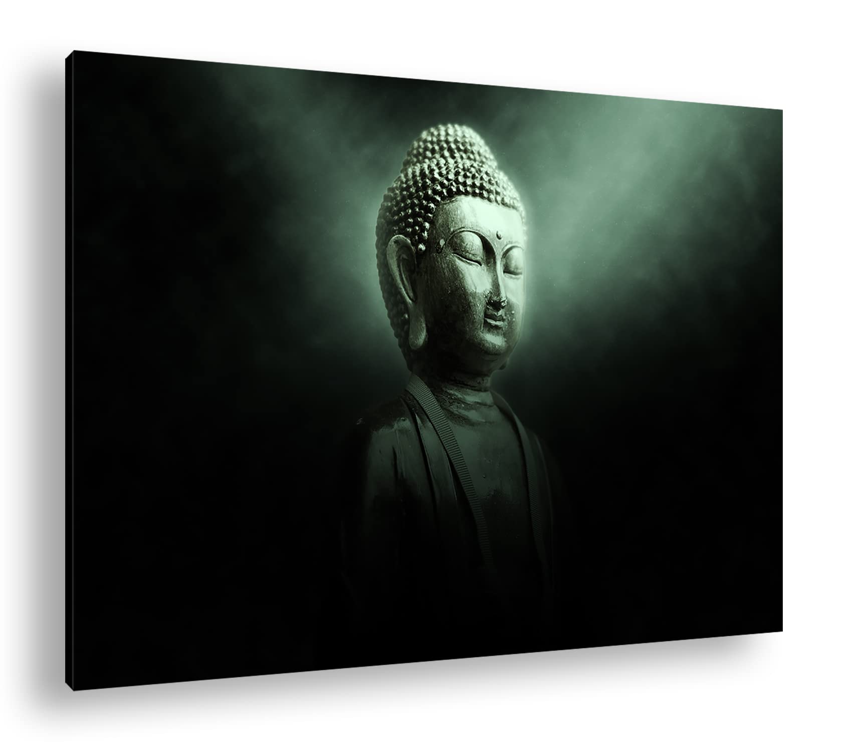 deyoli Dark Buddha format postawy: 80 x 60 jako płótno, motyw oprawiony na ramie z prawdziwego drewna, wysokiej jakości druk cyfrowy z ramą, obrazy na ścianę, nie jest to poster ani plakat