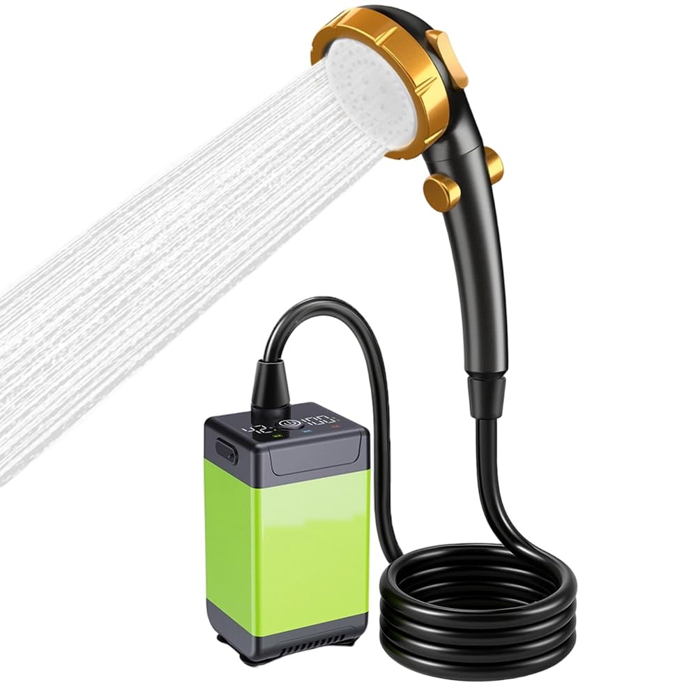 Bomba de Ducha Portátil para Camping, Ducha Exterior Silenciosa y de Larga Duración con Pantalla LED, IP68