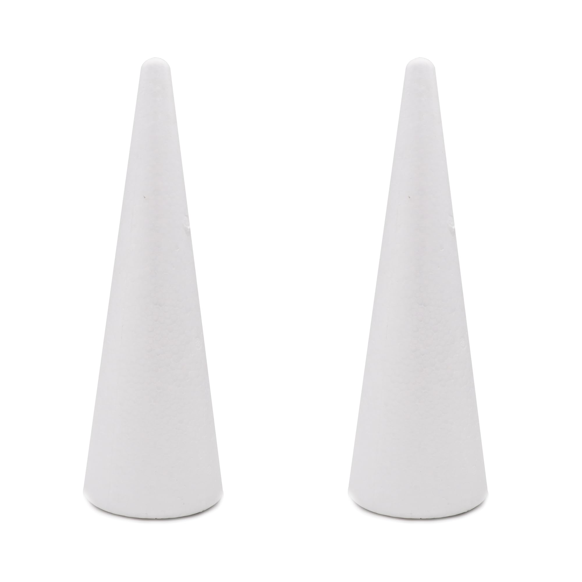 Crafare 2 Pack Foam Cones 3.66x11.8Inch Polystyrene Tree Cone for Christmas Project Wedding Table Centerpiece Arts Crafts Supplies and Floral Arrangement