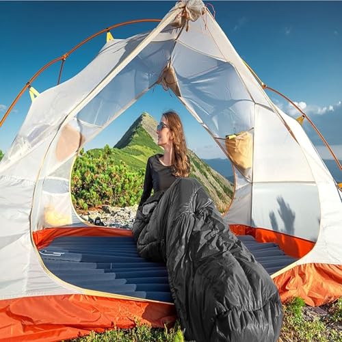 Bolsas de dormir estándar con capucha para adultos, 4 estaciones, cálidas o frías, ligeras para interior y exterior, para mochileros y camping miniatura 6
