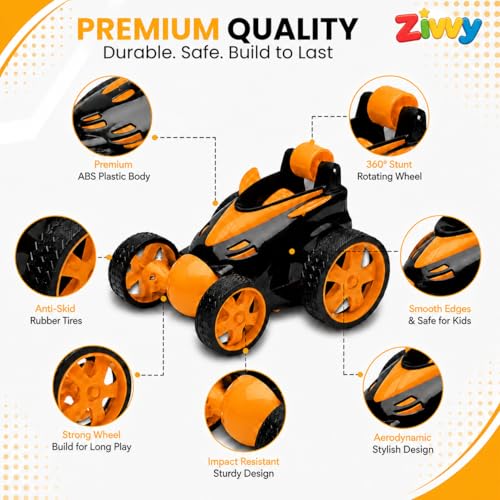 Image of Orange 360 Rotating & Rolling Stunt Car Toy | Spin, Stunt, Flip Functions | Remote Control Stunt Car Toy for Kids | Toys for Boys 7-14 Years | Birthday Gift for Kids