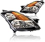 Replacement Headlights Assembly GNSAT06-G2 For 2007-2009 Altima 4 Doors Sedan Halogen Headlamps With Black Housing Amber Reflector Clear Lens Passeger And Driver Side 26060-JA00B 26010-JA00B