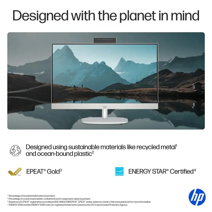 Image of HP 24 inch FHD IPS Display All in One Desktop PC, Touch Screen, Intel Core i5 Processor 1334U, 16GB DDR4, 1TB SSD, HDMI, Wireless Keyboard & Mouse, Anti-glareM, Wi-Fi 6, USB, Windows 11 Pro, White