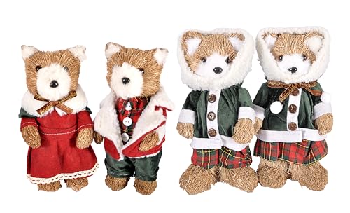 Ciao Christmas Teddy Bear Female (25cm) puppet decoration in natural material and fabric, red, 25 cm - Image 3