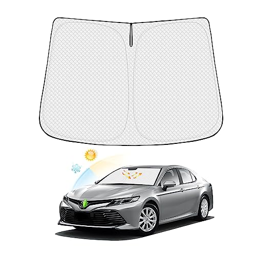 Image of Canvcle Windshield Sun Shade for 2018-2024 Toyota Camry Accessories Thicken 6-Layer Foldable Front Window Sunshade Cover Sun Visor Protector Block UV Rays Keep Vehicle Cool