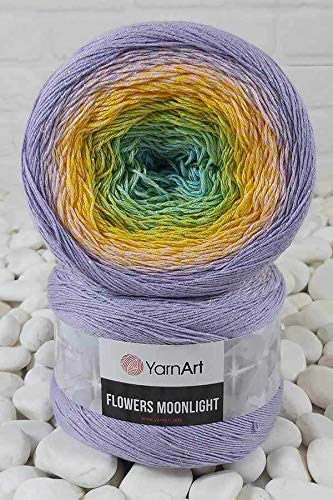 Image of Yarn Art Flowers Moonlight Glitter Cotton Yarn, Weight 9.17oz Length 1093 Yards Rainbow Crochet, Metallic Lurex Handknit Shiny, Silvery Cake, Multicolor Cotton, Rainbow Crochet (3285)