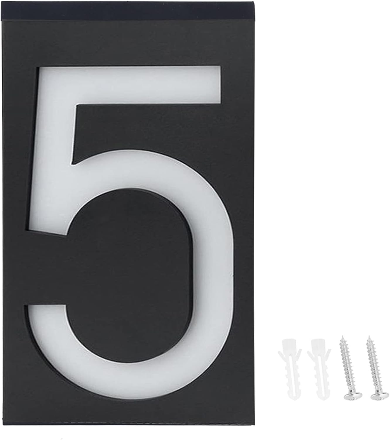 2pcs Outdoor Solar Power LED Number 5 Sign Light House Hotel Store Door Address Lights Plate Font Design IP55 Solar Charging Lighted House Number